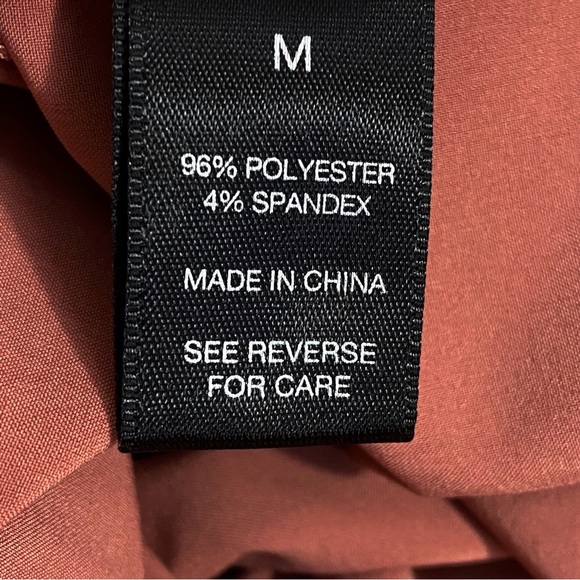 RED brand v-neck lace up silky feel short sleeve woven polyester top M - Picture 6 of 7